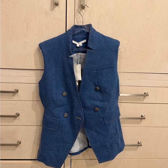 Veronica Beard Blue Sleeveless Jacket - Picture 2 of 4